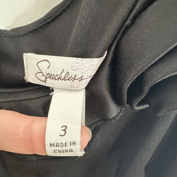 A-Line Mini Dress In Black with Flower Decor Size 3 - Picture 7 of 10